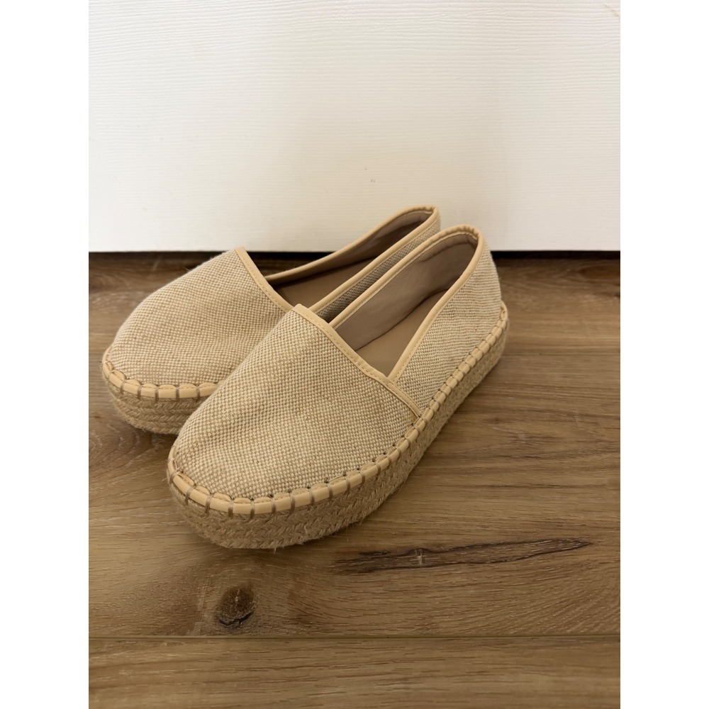 ASOS DESIGN Women Neutral Beige Canvas Platform Espadrilles Shoes US 12 EU 43
